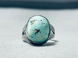 Remarkable Vintage Native American Navajo Domed Turquoise Sterling Silver Ring-Nativo Arts