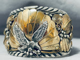 Important Chee Eagle Vintage Native American Navajo Sterling Silver Gold Bracelet-Nativo Arts