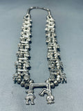 Symbolic Vintage Native American Navajo Sterling Silver Squash Blossom Necklace Kachina-Nativo Arts