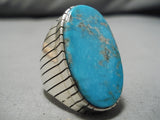Incredible Vintage Native American Navajo Ray Jack Huge Turquoise Sterling Silver Ring-Nativo Arts