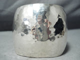 Fabulous Navajo Wide Sterling Silver Bracelet Native American-Nativo Arts