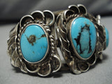 Important Blue Warrior Turquoise Vintage Native American Navajo Sterling Silver Bracelet Old-Nativo Arts