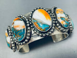 Native American One Of The Most Unique Colorful Stone Turquoise Sterling Silver Bracelet-Nativo Arts