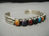 Amazing Willie Begay Vintage Native American Navajo Rainbow Sterling Silver Turquoise Bracelet-Nativo Arts