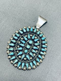 Brilliant Vintage Native American Zuni Blue Gem Turquoise Sterling Silver Pendant-Nativo Arts
