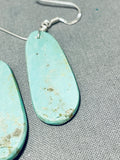 Native American Enormous Santo Domingo Royston Turquoise Large Slab Earrings-Nativo Arts