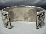 Important Vintage Native American Navajo Square Cut Turquoise Sterling Silver Bracelet Old-Nativo Arts