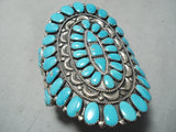 One Of The Best Vintage Native American Navajo Blue Gem Turquoise Sterling Silver Bracelet-Nativo Arts