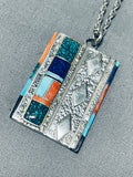 Important Cal Begay Vintage Native American Navajo Turquoise Inlay Sterling Silver Necklace-Nativo Arts