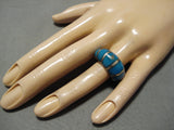 Amazing Vintage Zuni Native American Navajo Turquoise Sterling Silver Ring Old-Nativo Arts
