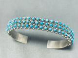 Steve Haloo Triple Row Turquoise Eye Vintage Native American Zuni Sterling Silver Bracelet-Nativo Arts