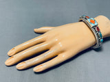 Important Vintage Native American Navajo Ray Tracey Turquoise Sterling Silver Wire Bracelet-Nativo Arts