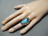 Tremendous Vintage Native American Navajo Candelaria Turquoise Sterling Silver Ring-Nativo Arts