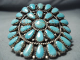 Huge Navajo Turquoise Cluster Sterling Silver Ring Native American-Nativo Arts