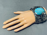 Native American 217 Gram Monster Lizard San Felipe Turquoise Sterling Silver Bracelet-Nativo Arts