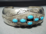 Signed Vintage Native American Navajo Turquoise Sterling Silver Bracelet-Nativo Arts