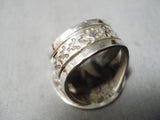 Marvelous Navajo Sterling Silver Coin Ring Native American-Nativo Arts