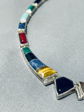 Native American Very Unique Vintage Navajo Turquoise Sterling Silver Necklace-Nativo Arts