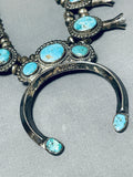 200 Grams Vintage Native American Navajo Turquoise Sterling Silver Squash Blossom Necklace-Nativo Arts
