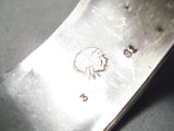 Very Rare Vintage 1981 Native American Navajo #8 Turquoise Sterling Silver Inlay Bracelet-Nativo Arts