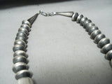One Of Best Longest Native American Navajo Turquoise Sterling Silver Tubule Necklace-Nativo Arts