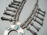 Long Flute Vintage Native American Navajo Turquoise Sterling Silver Squash Blossom Necklace Old-Nativo Arts