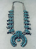 Spectacular Vintage Native American Zuni Turquoise Sterling Silver Squash Blossom Necklace-Nativo Arts