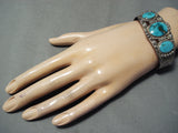 Early Vintage Native American Navajo High Grade Carico Lake Turquoise Sterling Silver Bracelet-Nativo Arts