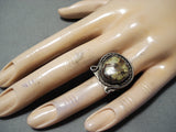 Wonderful Vintage Navajo Agate Sterling Silver Ring Native American Old-Nativo Arts
