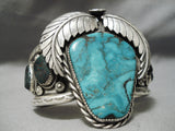 Huge Heavy Vintage Native American Navajo Blue Diamond Turquoise Sterling Silver Bracelet Old-Nativo Arts