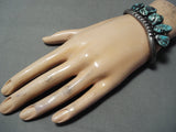 Rare Vintage Native American Navajo Pilot Mountain Turquoise Sterling Silver Bracelet Old-Nativo Arts