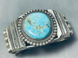 Unrivaled Native American Navajo Signed Huge Kingman Turquoise Sterling Silver Bracelet-Nativo Arts