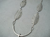 Impressive Native American Navajo Sterling Silver Feather Necklace-Nativo Arts
