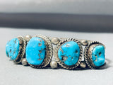 Chunky Graduating Vintage Native American Navajo Turquoise Sterling Silver Bracelet-Nativo Arts