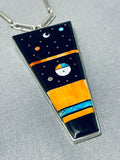 Midnight Sky Native American Navajo Turquoise Kachina Sterling Silver Necklace-Nativo Arts