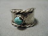 Rare Early Adjustable Vintage Native American Navajo Turquoise Sterling Silver Ring Old-Nativo Arts
