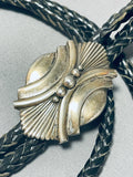 Impressive Vintage Native American Navajo Handcarved Sterling Silver Bolo-Nativo Arts