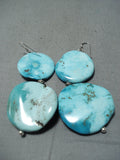 Unforgettable Vintage Native American Navajo Kingman Turquoise Sterling Silver Earrings Old-Nativo Arts