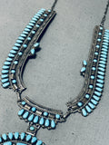 Phenomenal Vintage Native American Hopi Signed Kingman Cluster Sterling Silver Necklace-Nativo Arts