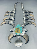 376 Gram Native American Turquoise Sterling Silver Squash Blossom Necklace-Nativo Arts