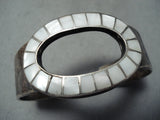 Window Rock Vintage Native American Navajo Mother Of Pearl Inlay Sterling Silver Bracelet-Nativo Arts