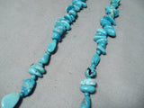 Unique Vintage Native American Navajo Kingman Turquoise Sterling Silver Necklace Old-Nativo Arts