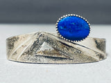 Quality Vintage Native American Navajo Lapis Sterling Silver Geometric Bracelet-Nativo Arts