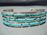 Tremendous Vintage Native American Navajo Turquoise Sterling Silver Bracelet Old-Nativo Arts