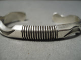 Detailed Thick Intricate Native American Navajo Sterling Silver Channel Bracelet-Nativo Arts