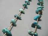 Native American Superior Tabs Of Turquoise Vintage Navajo Sterling Silver Necklace Old-Nativo Arts