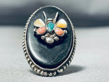 Huge Vintage Native American Navajo Butterfly Turquoise Sterling Silver Ring-Nativo Arts