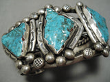 One Of The Best Vintage Native American Navajo Carlin Turquoise Sterling Silver Bracelet Old-Nativo Arts