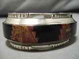 Museum Utah Rocks Vintage Native American Navajo Sterling Silver Inlaid Bracelet Cuff Old-Nativo Arts