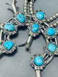 Squash Naja Vintage Native American Navajo Turquoise Sterling Silver Squash Blossom Necklace-Nativo Arts